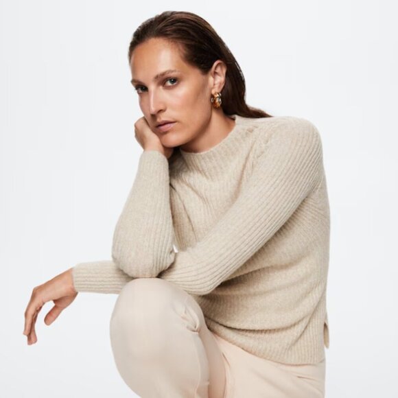 Mango MNG Shiny Ribbed Light Pastel Grey Cardigan Sweater NWT Plus 2XL - Picture 5 of 9